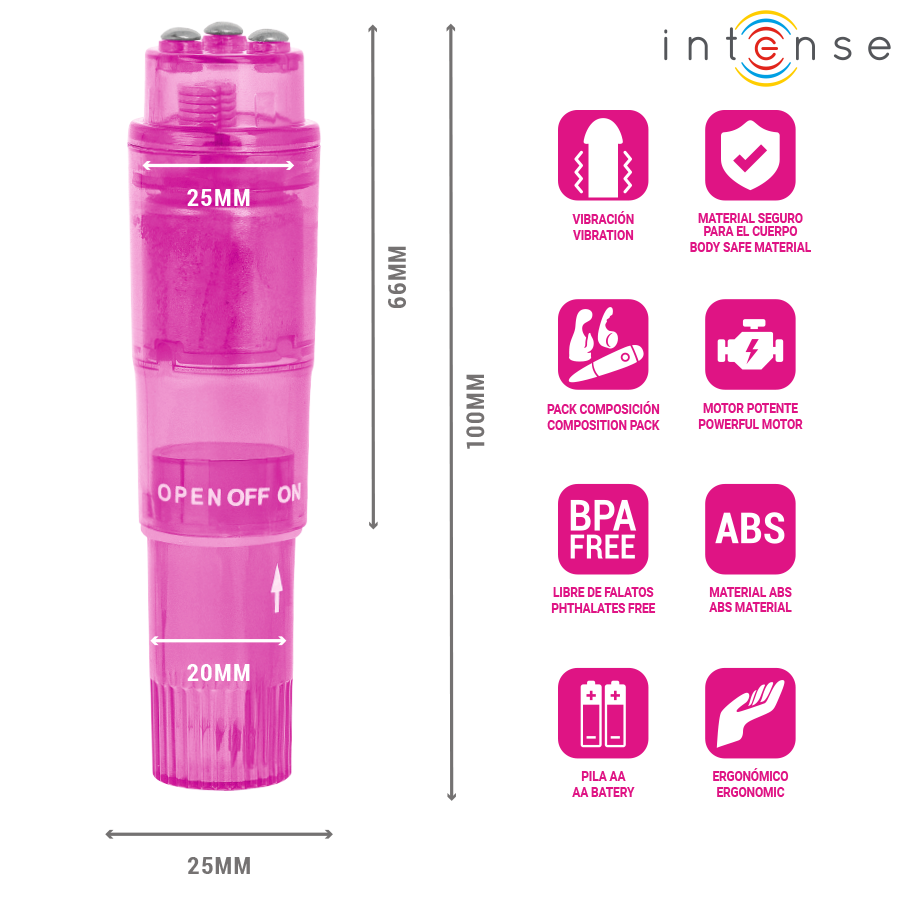 INTENSO - MINI MASSAGGIATORE KURT CON 4 TESTINE INTERCAMBIABILI ROSA - immagine 5