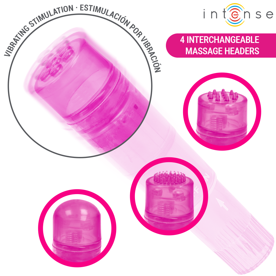 INTENSO - MINI MASSAGGIATORE KURT CON 4 TESTINE INTERCAMBIABILI ROSA - immagine 3