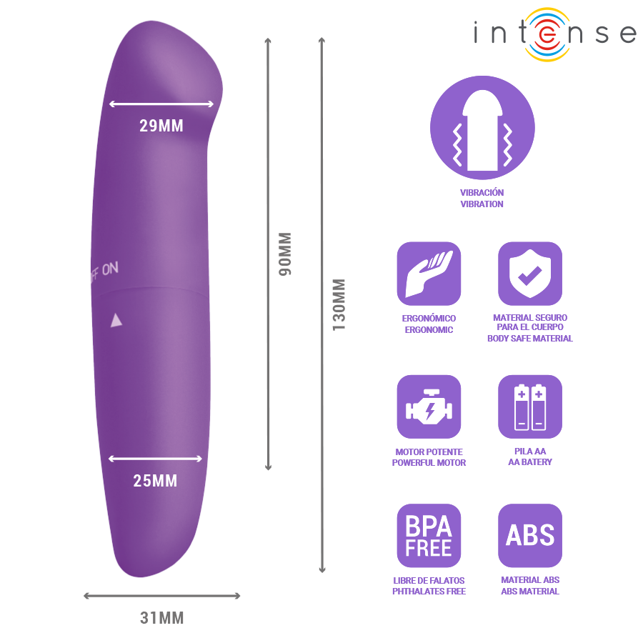 INTENSE - VIBRATORE PER IL PUNTO G PHIL VIOLA 13 CM - immagine 3