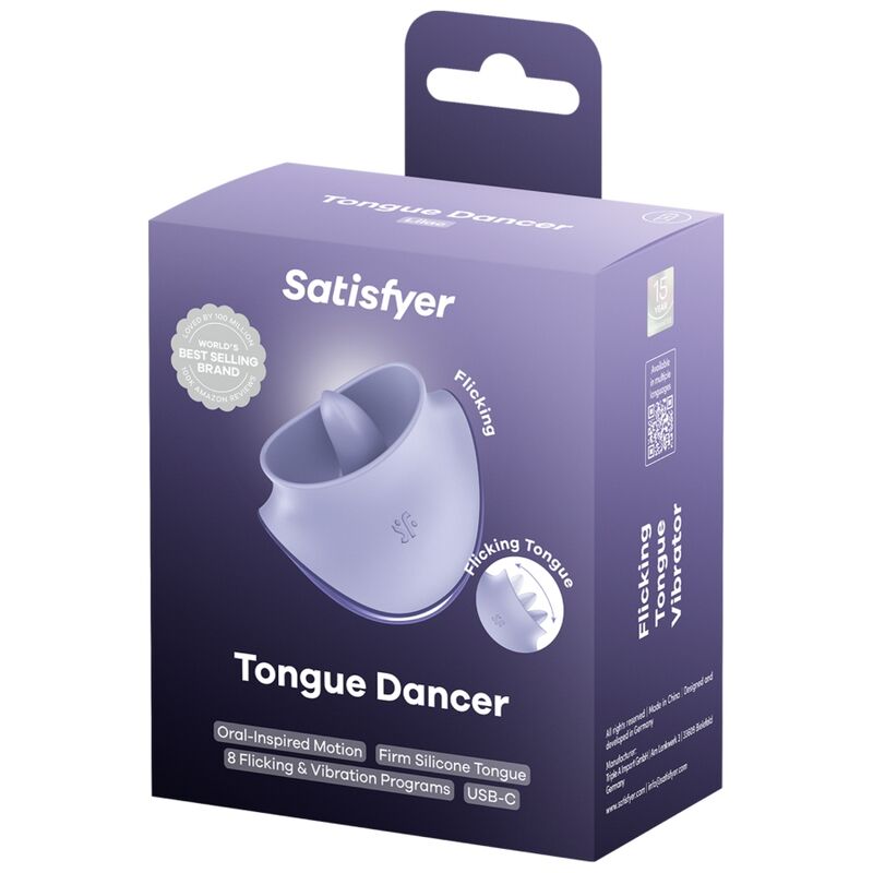 SATISFYER - TONGUE DANCER STIMOLATORE CLITORIDEO CON VIBRAZIONI E PULSAZIONI LILLA - immagine 5