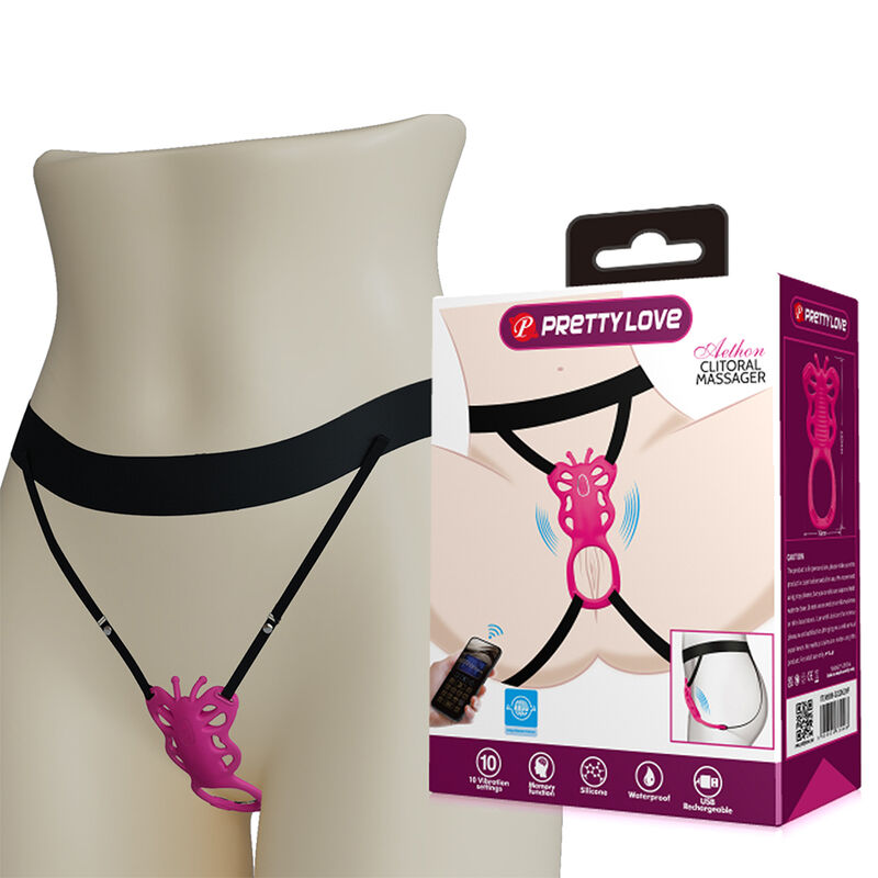 PRETTY LOVE - MASSAGGIATORE PER SVEGLIA CON APP A FORMA DI FARFALLA, ROSA