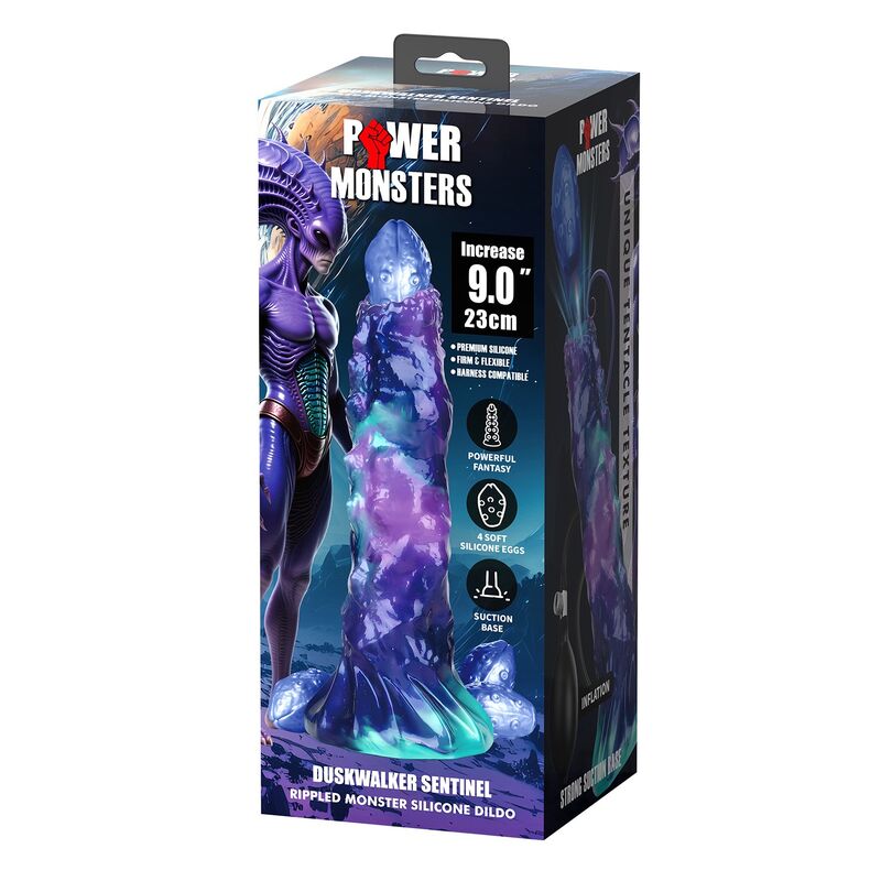 POWER MONSTERS - DUSKWALKER SENTINEL TRICOLOR DILDO GONFIABILE IN SILICONE FANTASY 23 CM Ø 5 CM - immagine 2