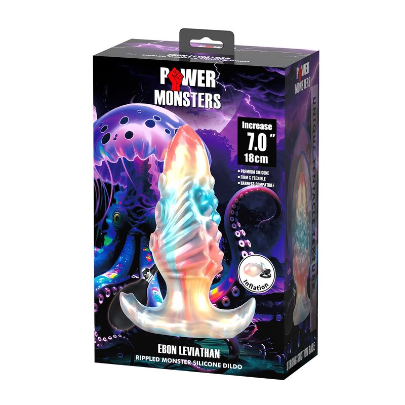 POWER MONSTERS - EBON LEVIATHAN TRICOLORE PLUG ANALE GONFIABILE FANTASY 18 CM - immagine 2