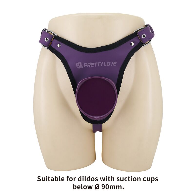 PRETTY LOVE - SLIP UNIVERSALI CON IMBRACATURA STRAP-ON VIOLA E NERO