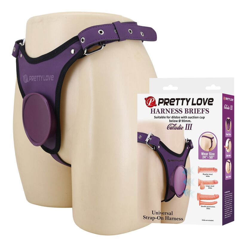 PRETTY LOVE - SLIP UNIVERSALI CON IMBRACATURA STRAP-ON VIOLA E NERO - immagine 2