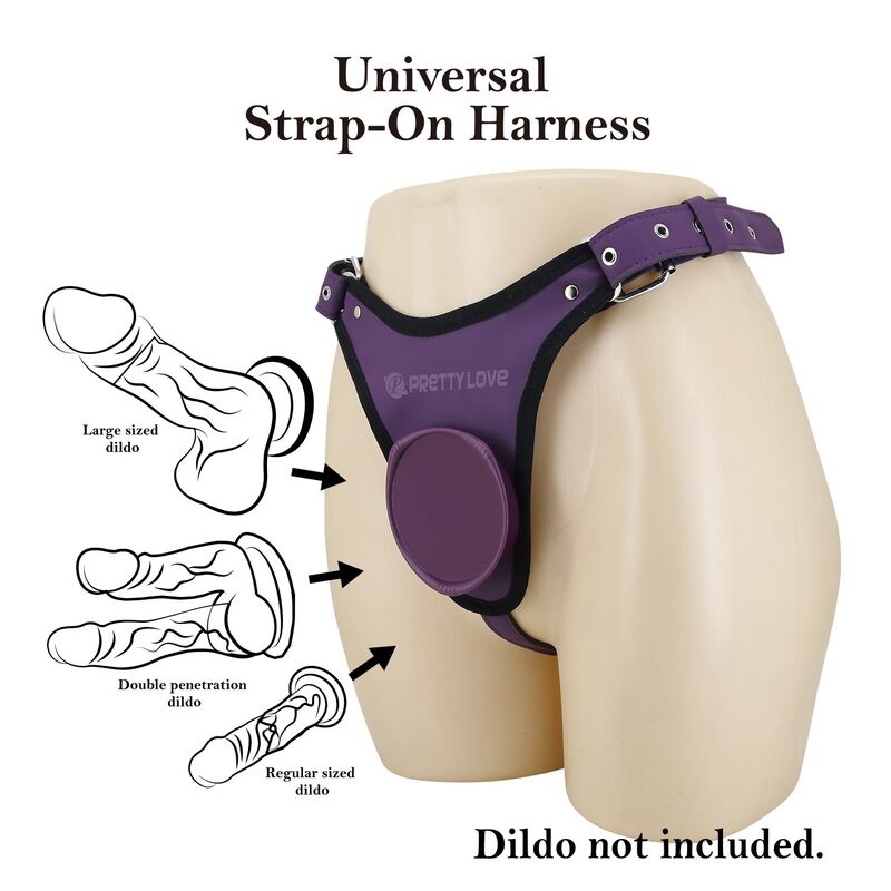 PRETTY LOVE - SLIP UNIVERSALI CON IMBRACATURA STRAP-ON VIOLA E NERO - immagine 5