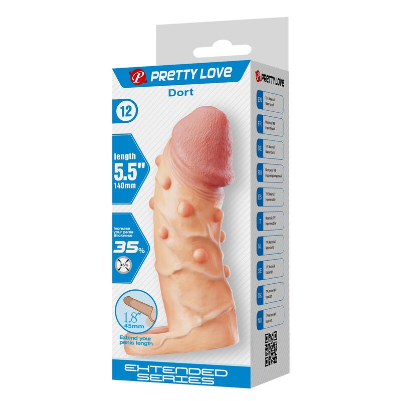 PRETTY LOVE - MANICOTTO DI ESTENSIONE DEL PENE DORT 14 CM Ø 4 CM NATURALE - immagine 3
