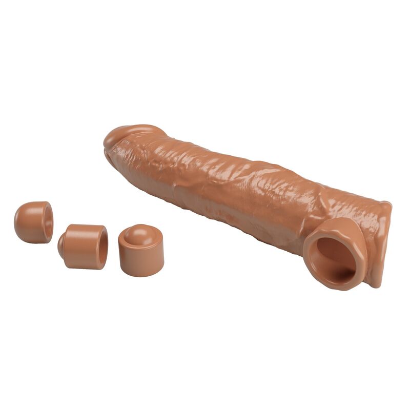 PRETTY LOVE - MANICOTTO REGOLABILE PER ALLUNGAMENTO DEL PENE 26 CM Ø 4 CM MARRONE - immagine 5