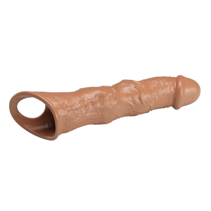 PRETTY LOVE - MANICOTTO REGOLABILE PER ALLUNGAMENTO DEL PENE 28 CM Ø 4,5 CM MARRONE - immagine 4
