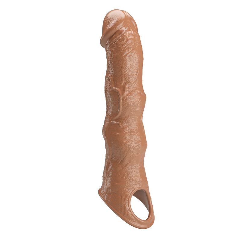 PRETTY LOVE - MANICOTTO REGOLABILE PER ALLUNGAMENTO DEL PENE 28 CM Ø 4,5 CM MARRONE - immagine 3