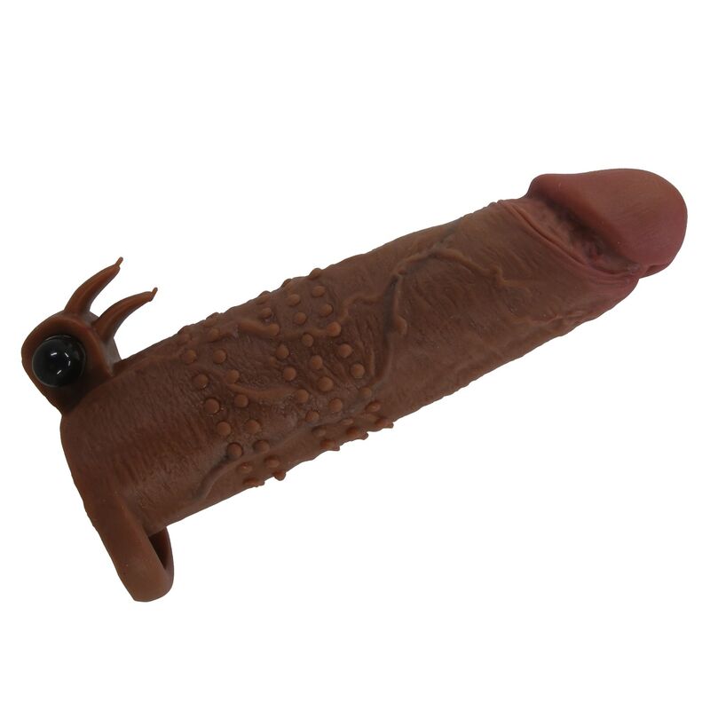 PRETTY LOVE - MANICOTTO VIBRANTE PER PENE QUILLON 20 CM Ø 4 CM MARRONE - immagine 4