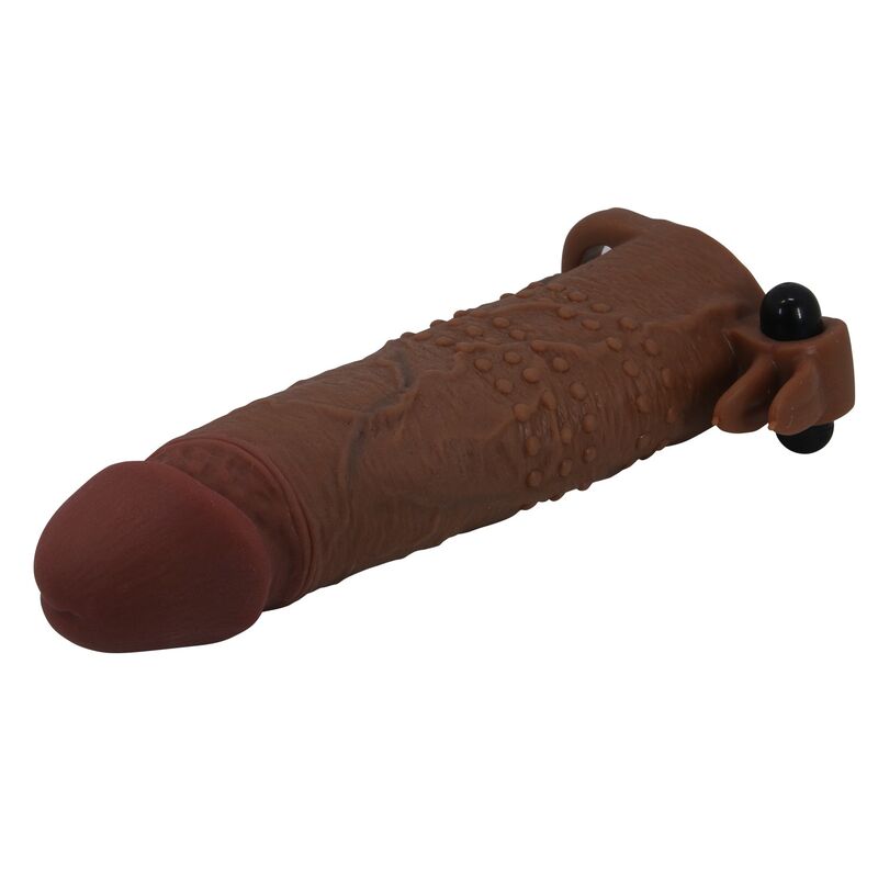 PRETTY LOVE - MANICOTTO VIBRANTE PER PENE QUILLON 20 CM Ø 4 CM MARRONE - immagine 5
