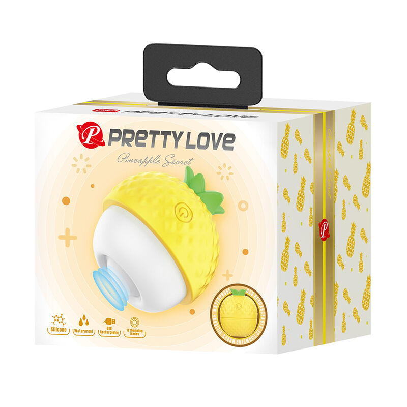 PRETTY LOVE - STIMOLATORE CLITORIDEO RICARICABILE A SUZIONE E SPINTA, GIALLO - immagine 2