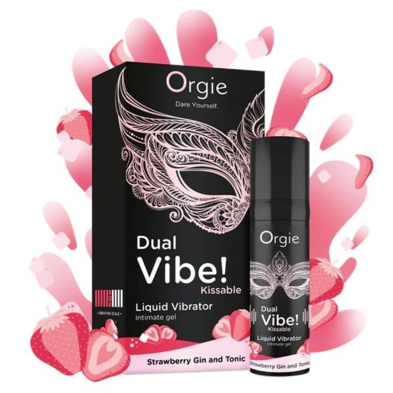 ORGIE - DOPPIA VIBRAZIONE! LIQUIDO VIBRANTE AL GUSTO DI GIN ALLA FRAGOLA E TONICO, 15 ML - immagine 3