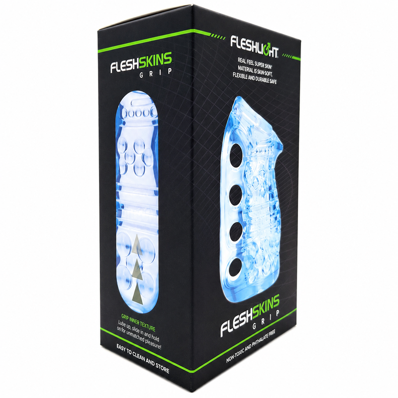 FLESHLIGHT MASTURBATORE MANUALE MASCHILE FLESHSKINS GRIP BLUE ICE BLU - immagine 4