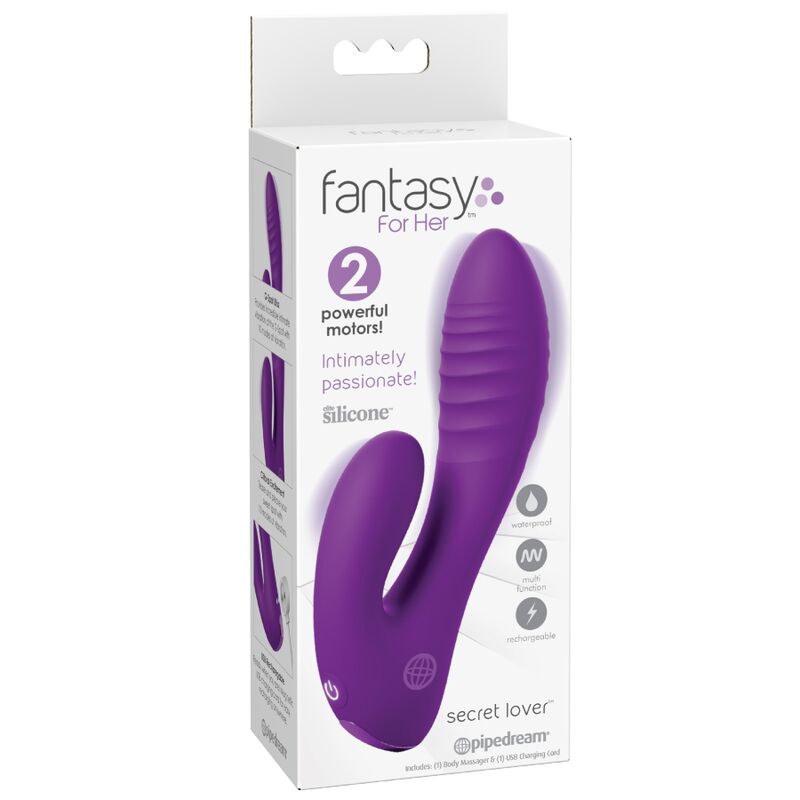 FANTASY FOR HER - VIBRATORE DOPPIO PUNTO PER LAMANTE SEGRETO, CLITORIDE RICARICABILE, VIOLA - immagine 3