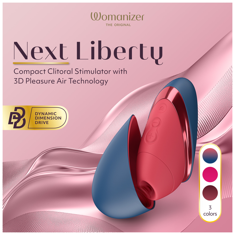 WOMANIZER - NEXT LIBERTY 3D PLEASURE AIR STIMOLATORE CLITORIDEO BLU/ROSSO - immagine 3