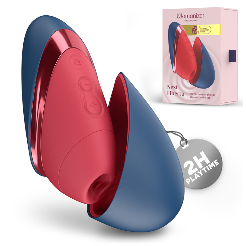 WOMANIZER - NEXT LIBERTY 3D PLEASURE AIR STIMOLATORE CLITORIDEO BLU/ROSSO - immagine 2