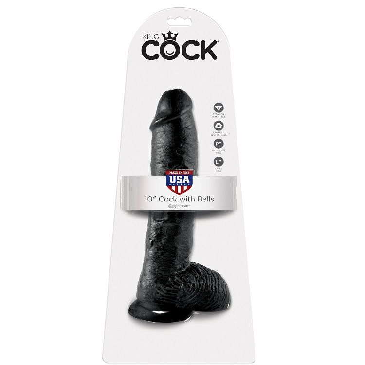 KING COCK - DILDO NERO CON SFERE 25.4 CM