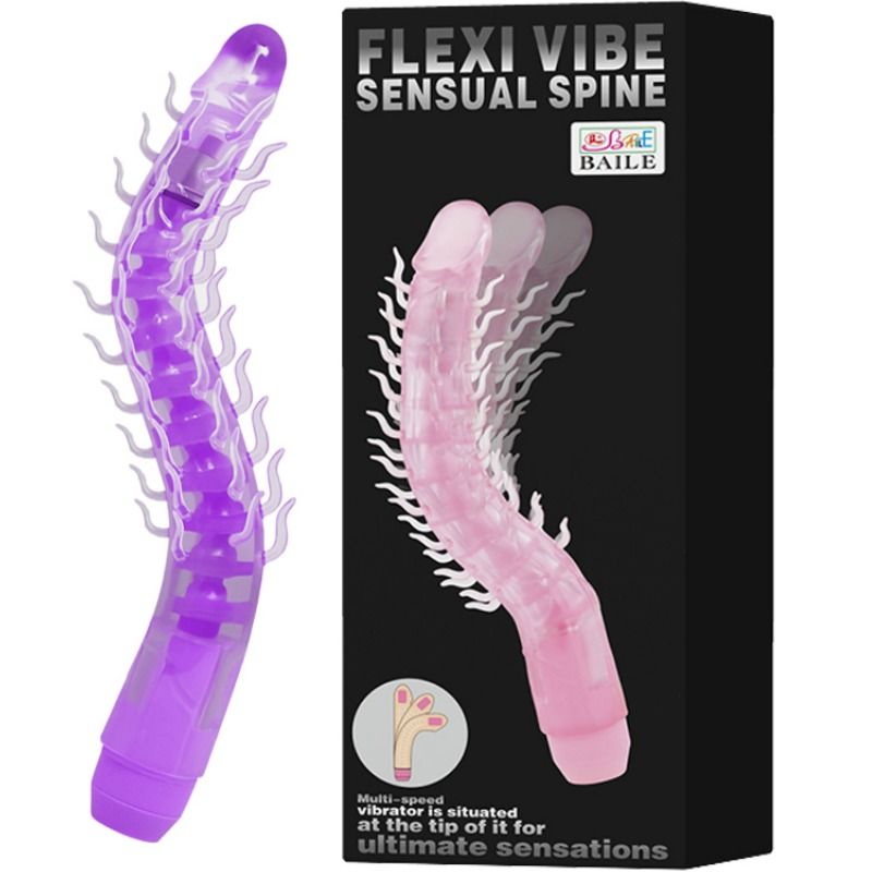 BAILE - DILDO VIBRANTE FLESSIBILE SENSUAL SPINE FLEXI VIBE LILLA 23.5 CM - immagine 3