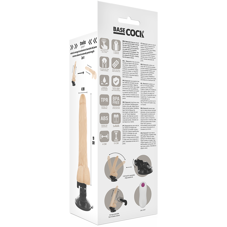 BASECOCK - VIBRADOR REALÍSTICO CONTROL REMOTO NATURAL 19 CM -O- 4 CM - immagine 5