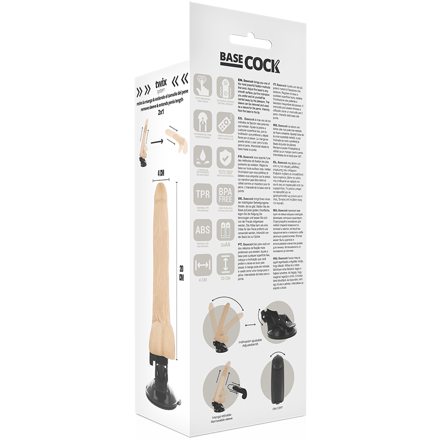 BASECOCK - VIBRADOR REALÍSTICO CONTROL REMOTO NATURAL CON TESTÍCULOS 20 CM -O- 4 CM - immagine 5