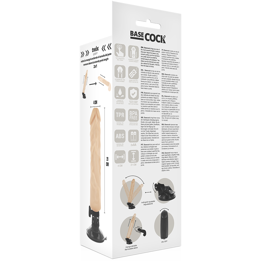 BASECOCK - VIBRADOR REALÍSTICO CONTROL REMOTO NATURAL 21 CM -O- 4 CM - immagine 5