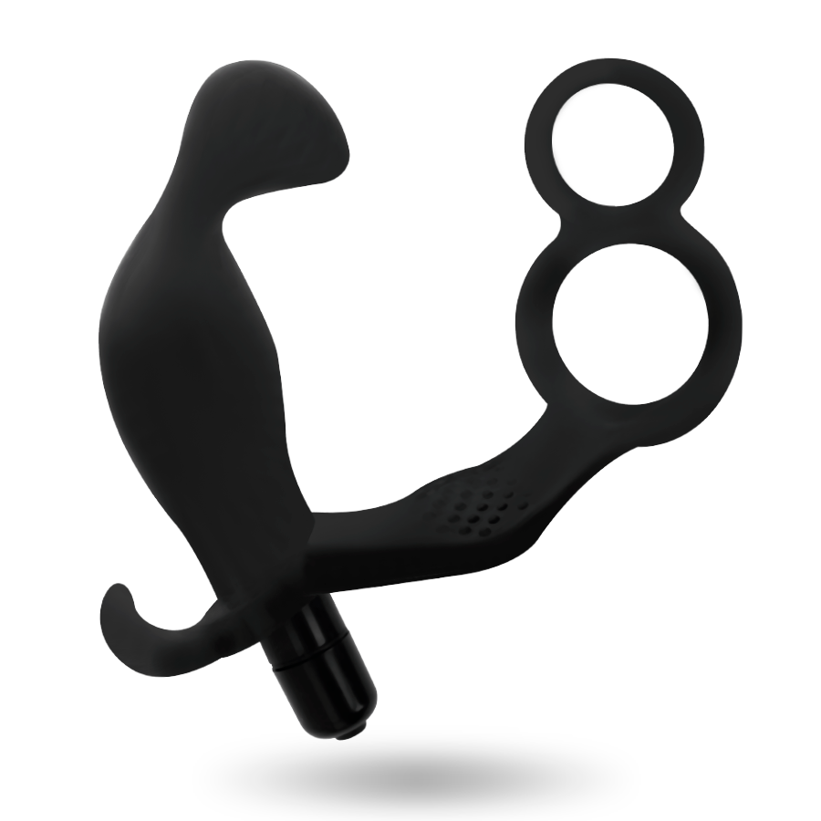 ADDICTED TOYS - PLUG ANALE CON DOPPIO ANELLO PER PENE E TESTICOLI NERI - immagine 2