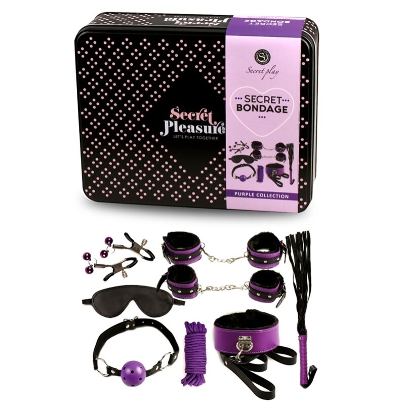 SECRETPLAY - BDSM SET 8PCS VIOLA / NERO. - immagine 2