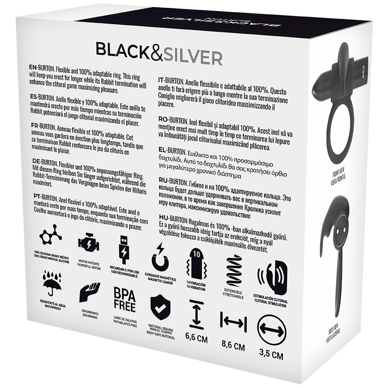 BLACKSILVER - ANELLO BURTON 10 MODALITÀ DI VIBRAZIONE NERO - immagine 4