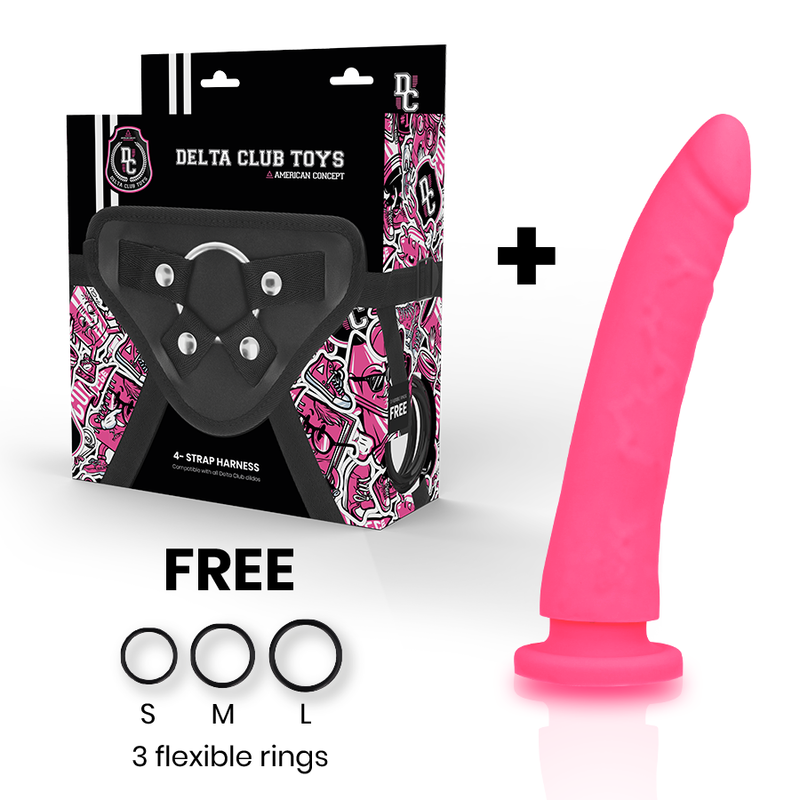 DELTA CLUB - TOYS IMBRACATURA + DONG SILICONE ROSA 17 CM -O- 3 CM - immagine 2