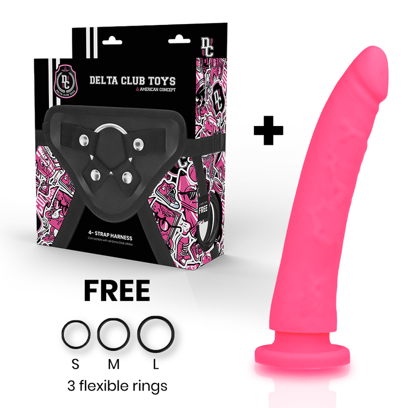 DELTA CLUB - TOYS IMBRACATURA + DONG SILICONE ROSA 20 CM -O- 4 CM - immagine 2