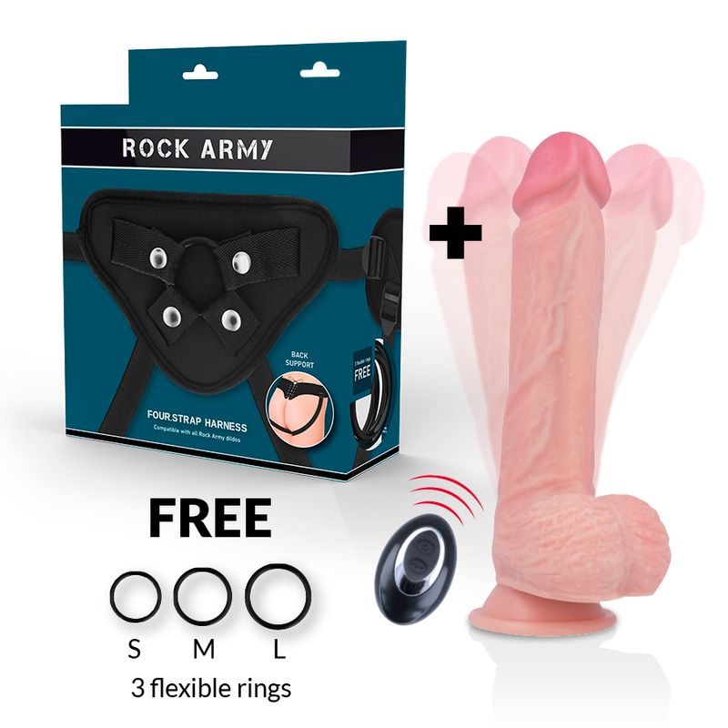 ROCKARMY - IMBRACATURA + VIBRATORE IN SILICONE LIQUIDO TELECOMANDO APACHE PREMIUM 20.5 CM -O- 4.62 CM - immagine 2
